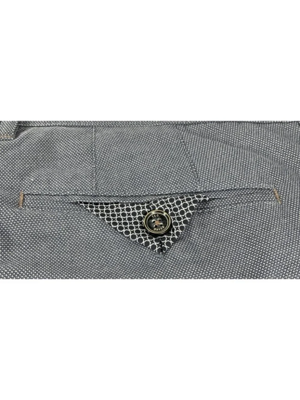 Ted Baker London Mens 40R Dress Pants Slacks Charcoal Gray Textured Floral Trim